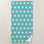 Polka Dot Beach Handtuch (Aqua & White) (Vorderseite)