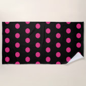 Polka Dot Beach Handtuch (Schwarz & Neon Pink) (Vorderseite)