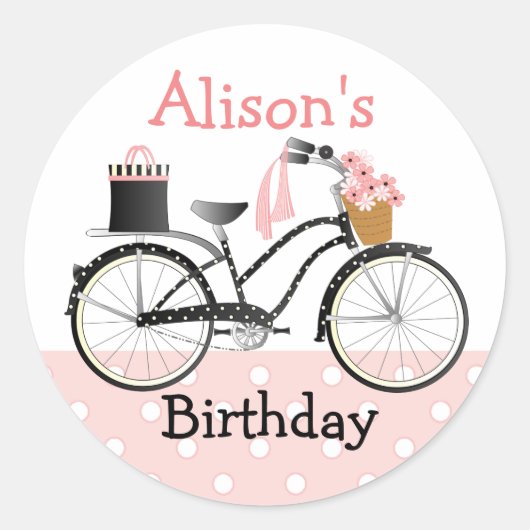 Polka Dot Bicycle Runder Aufkleber (Vorderseite)