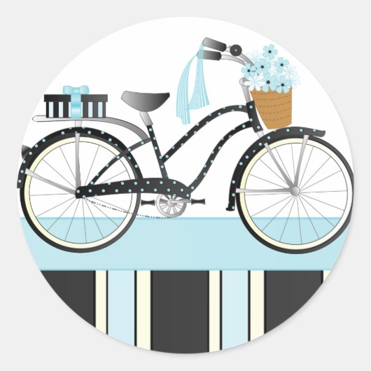 Polka Dot Bicycle Runder Aufkleber (Vorderseite)