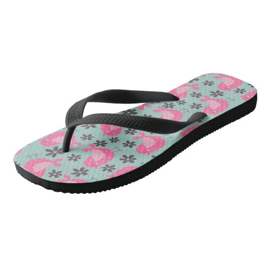 Polka Dot Birds und Blume Badesandalen (Schrägansicht)