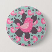 Polka Dot Birds und Blume Button (Vorderseite)
