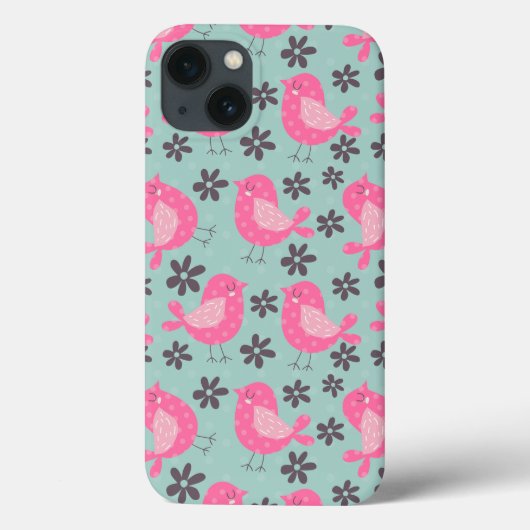 Polka Dot Birds und Blume Case-Mate iPhone Hülle (Rückseite)