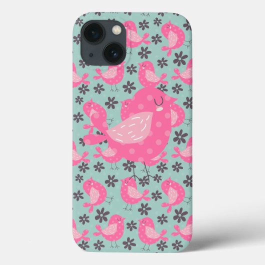 Polka Dot Birds und Blume Case-Mate iPhone Hülle (Rückseite)