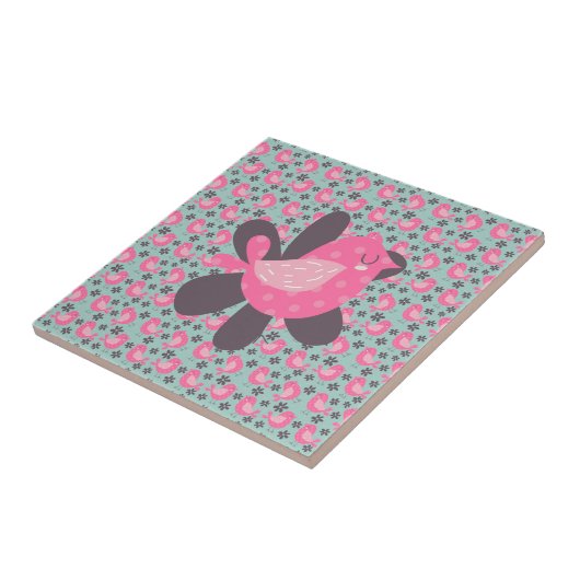 Polka Dot Birds und Blume Fliese (Seite)