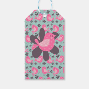 Polka Dot Birds und Blume Geschenkanhänger