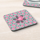 Polka Dot Birds und Blume Getränkeuntersetzer (Linke Seite)