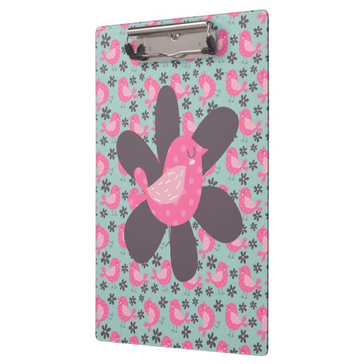 Polka Dot Birds und Blume Klemmbrett (Links)