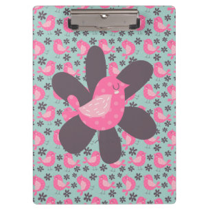 Polka Dot Birds und Blume Klemmbrett