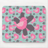 Polka Dot Birds und Blume Mousepad (Vorne)