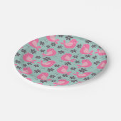 Polka Dot Birds und Blume Pappteller (Schrägansicht)