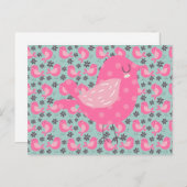 Polka Dot Birds und Blume Postkarte (Vorne/Hinten)