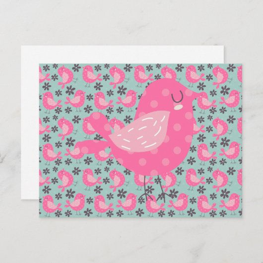 Polka Dot Birds und Blume Postkarte (Vorne/Hinten)