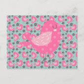 Polka Dot Birds und Blume Postkarte (Vorderseite)