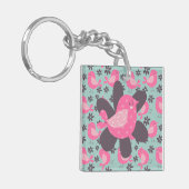 Polka Dot Birds und Blume Schlüsselanhänger (Vorderseite links)
