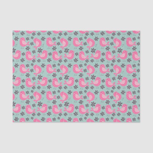 Polka Dot Birds und Blume Seidenpapier (Vorderseite)