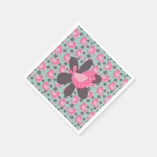 Polka Dot Birds und Blume Serviette (Ecke)