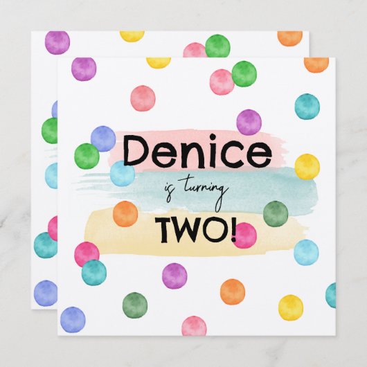 Polka Dot Birthday Party Einladung (Vorne/Hinten)