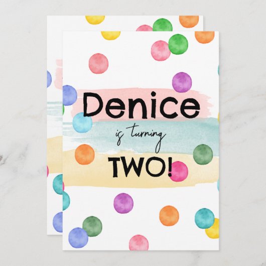 Polka Dot Birthday Party Einladung (Vorne/Hinten)