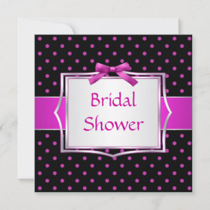 Polka dot black and pink Bridal Shower Einladung