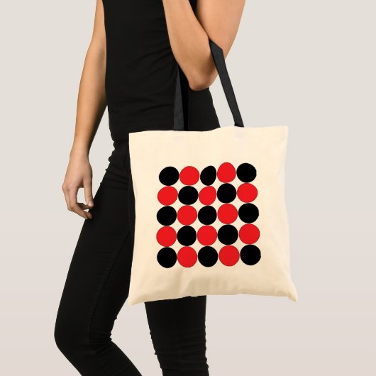 Polka Dot Black Red Polka Dot Tragetasche (Vorderseite (Produkt))