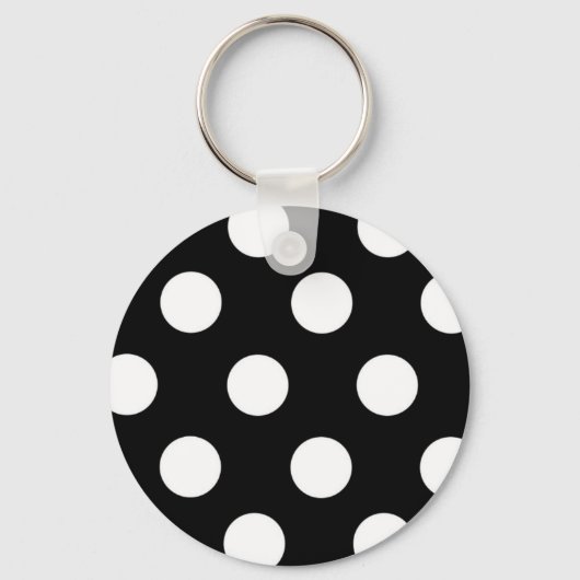 Polka Dot Black und White Schlüsselanhänger (Vorderseite)
