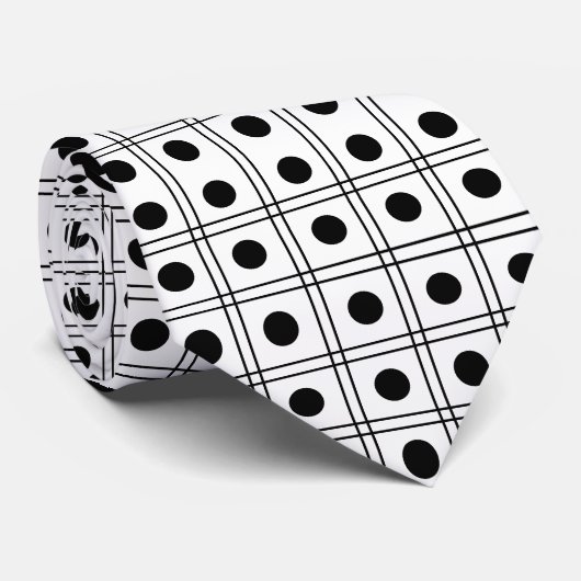 Polka Dot Black/White Karo Muster Krawatte (Gerollt)