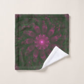 Polka Dot Bloom – Botanische Fractal-Kunst Badhandtuch Set (Waschlappen)