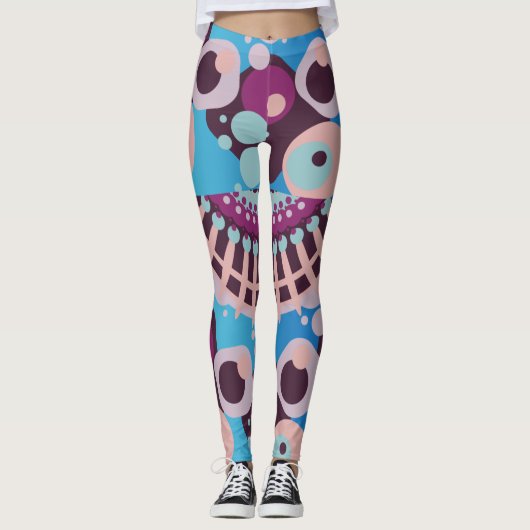 Polka Dot Blubble Farbe Abstrakt Schwarz Leggings (Vorderseite)
