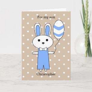 Polka Dot Blue Bunny Oaster Feiertagskarte