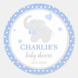 Polka Dot Blue Elephant Baby Shower Boy Sticker