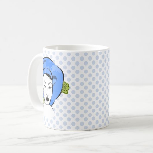 Polka Dot Blue Hat Kaffeetasse (Vorderseite Links)