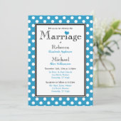 Polka Dot Blue Wedding Einladung (Stehend Vorderseite)