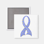 Polka Dot Blue Yellow Ribbon Down Syndrom Magnet (Vorderseite/Rückseite)