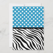 Polka Dot Blue & Zebra Print Brautparty Einladung (Rückseite)