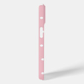 Polka Dot blush pink & gray name iPhone Case (Rückseite / Rechts)