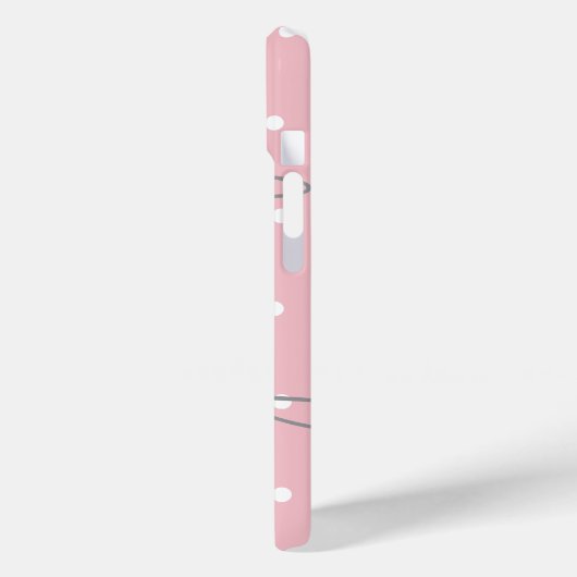 Polka Dot blush pink & gray name iPhone Case (Rückseite / Links)