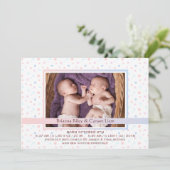 Polka Dot Border Mix Foto Geburtsankündigung Ankündigung (Stehend Vorderseite)