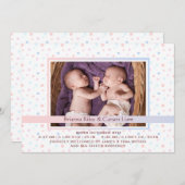 Polka Dot Border Mix Foto Geburtsankündigung Ankündigung (Vorne/Hinten)