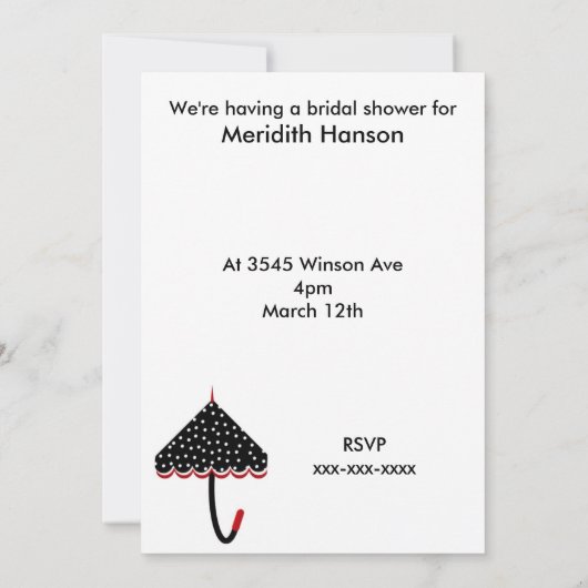 Polka Dot Brautparty Einladung (Rückseite)