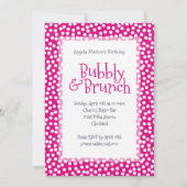 Polka Dot Bubbly und Brunch Hot Pink Einladung (Vorderseite)