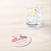 Polka Dot Bunnies Custom Baby Shower Runder Pappuntersetzer (Vor Ort)