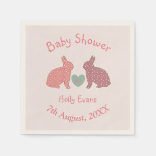 Polka Dot Bunnies Custom Baby Shower Serviette