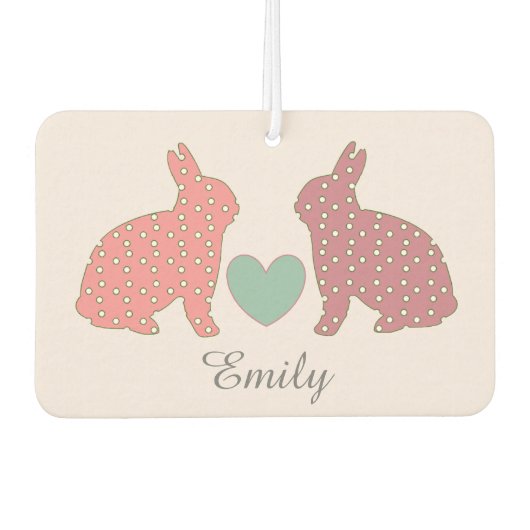 Polka Dot Bunnies Pink Personalisiert Autolufterfrischer (Vorderseite)