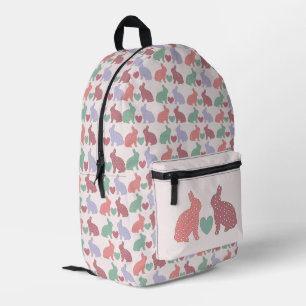 Polka Dot Bunnies und Herz-Muster auf rosa Bedruckter Rucksack