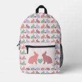 Polka Dot Bunnies und Herz-Muster auf rosa Bedruckter Rucksack (Vorderseite)