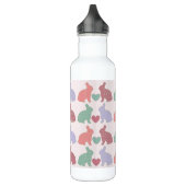 Polka Dot Bunnies und Herz-Muster auf rosa Edelstahlflasche (Links)