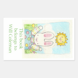 Polka dot bunny Buchzeichen Rechteckiger Aufkleber