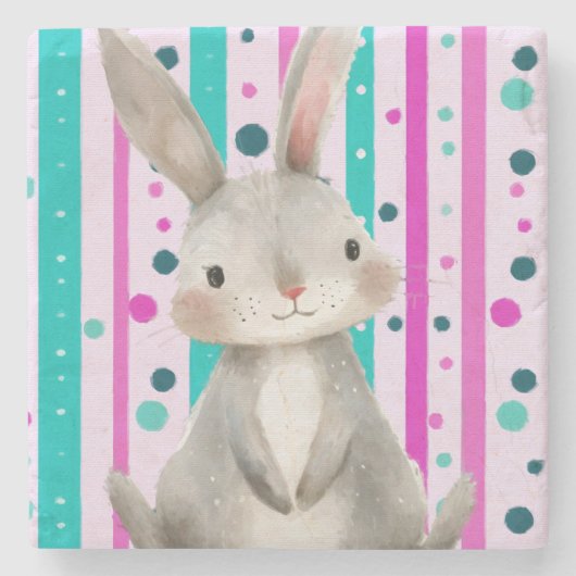 Polka Dot Bunny Delight Steinuntersetzer (Vorderseite)