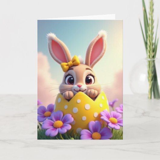 Polka Dot Bunny Frühling Karte (Vorderseite)